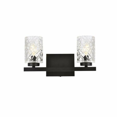 CLING Cassie 2 Lights Bath Sconce in Black with Clear Shade CL2946020